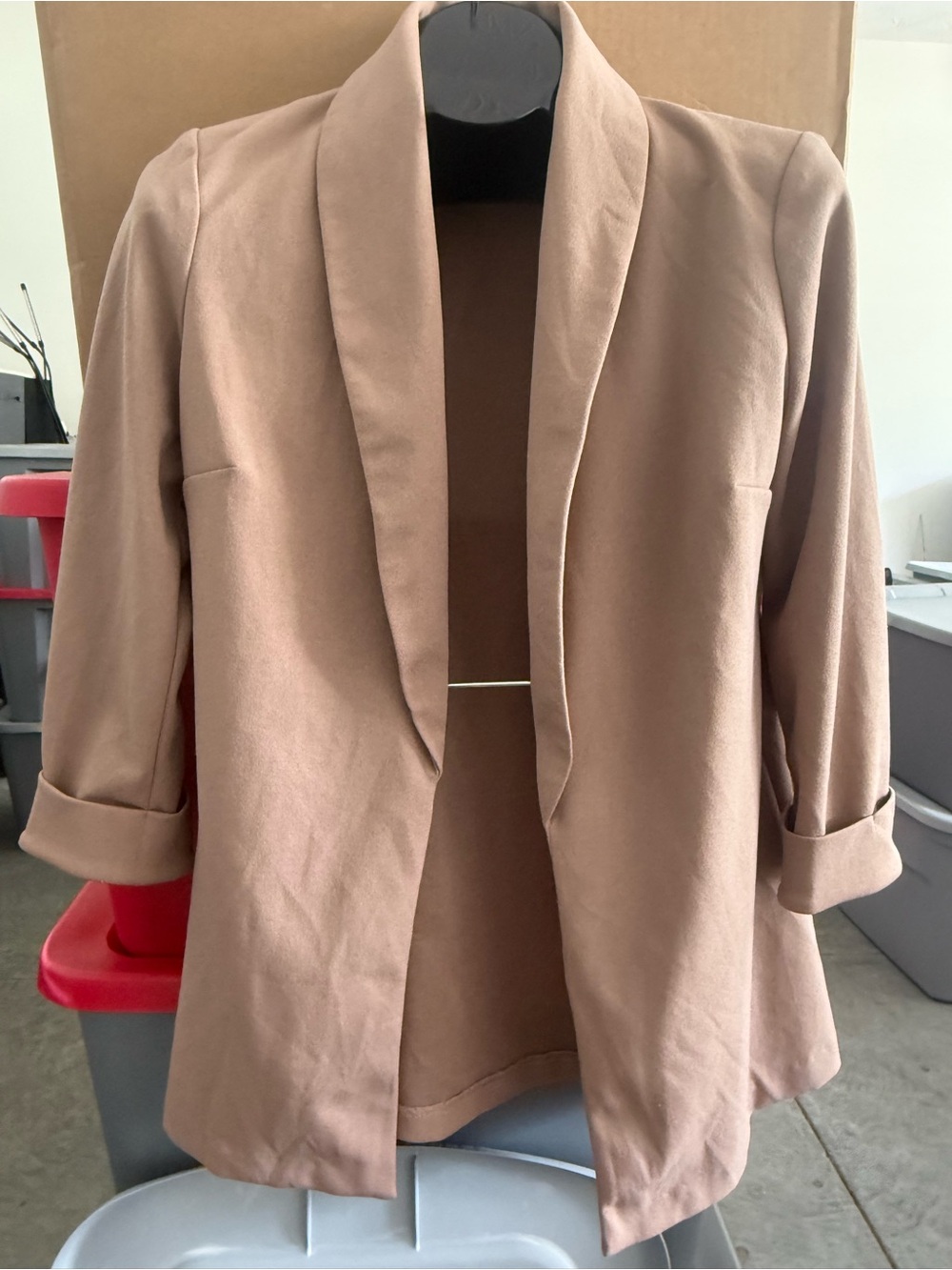 Womens Open-Front Blazer Jacket - Taupe p72